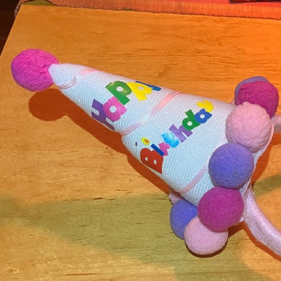 Happy Birthday Colorful Headband with Pom Poms - Picture 8 of 8